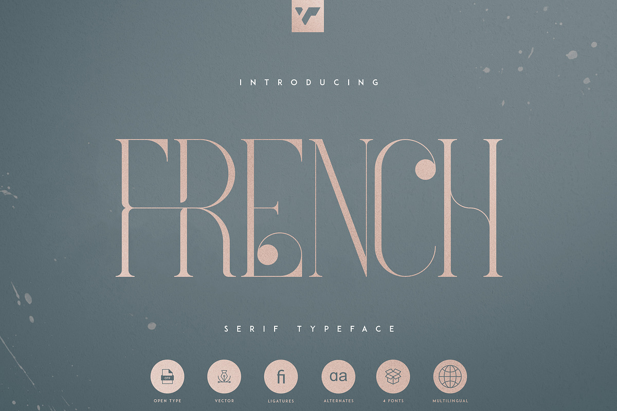 French Typeface - 4 fonts, a Serif Font by VP Fonts (Photo 1 of 9)