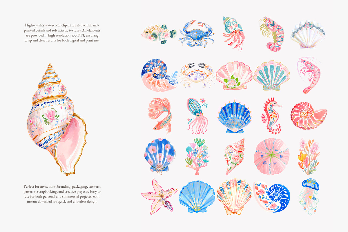 Preppy coastal clipart set, a Decorative Illustration by Patishop Art (Photo 4 of 15)
