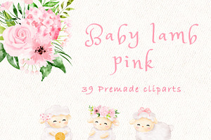 Baby Lamb Pink Nursery Clipart