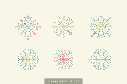 6 Mandalas with Design Elements