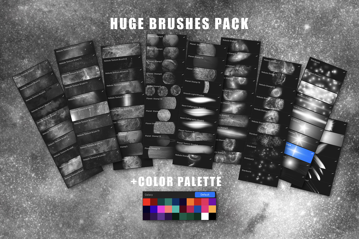 120+ Galaxy Procreate Brushes Pack, a Brush Add-On by OlgaRom (Photo 5 of 11)