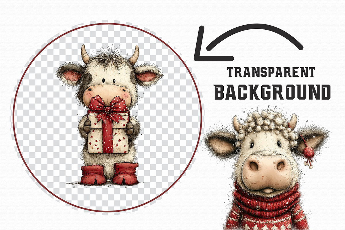 Whimsical Cute Christmas Cows Clipar, an Illustration by Libby Wishes (Photo 6 of 7)