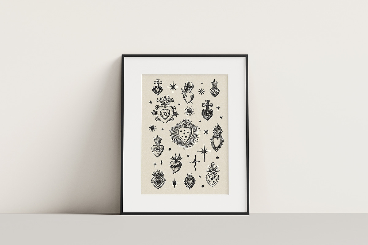 Vintage Sacred Hearts Bundle, an Object Graphic by Annie Konst (Photo 12 of 15)