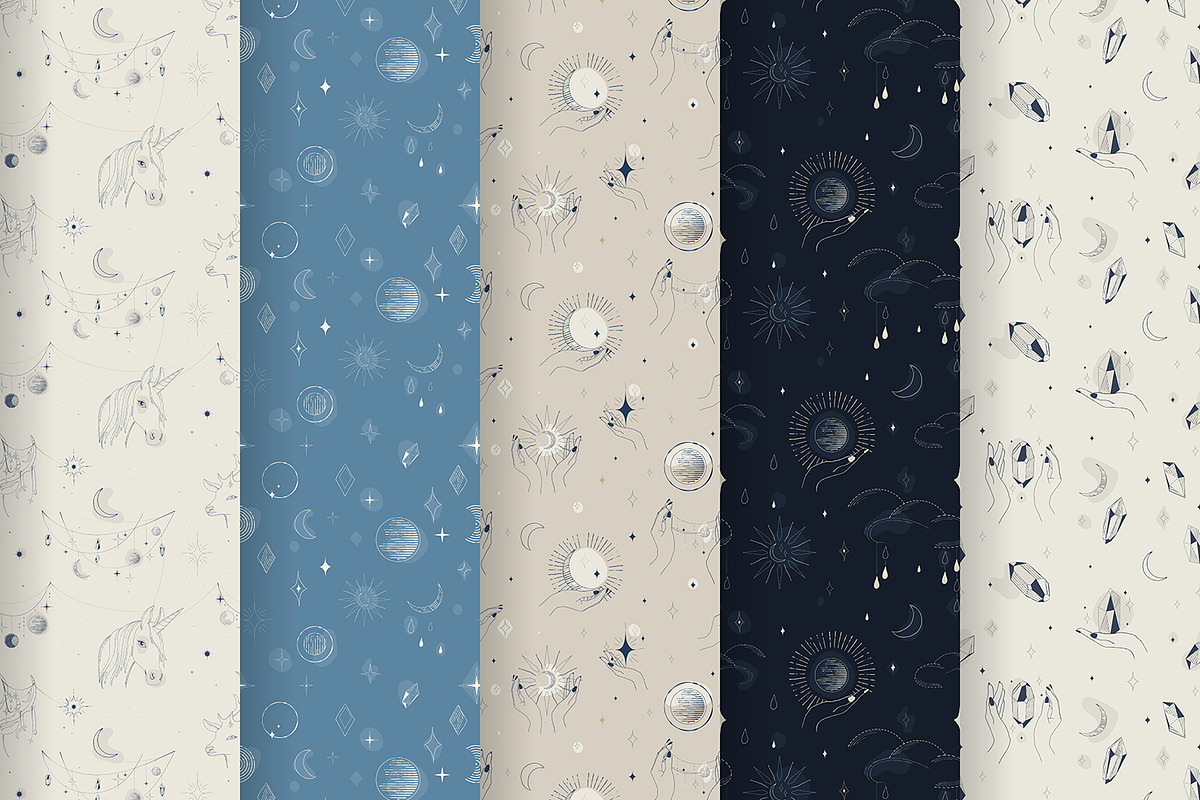 Celestial Magic Vector Patterns, a Pattern Graphic by HmarkaShop (Photo 3 of 4)