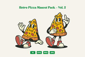 Retro Pizza Mascot Pack – Vol. 2