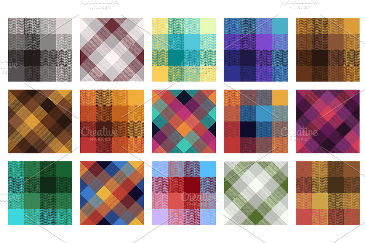 Colorful tartan textile patterns, an Illustration by Lemberg Vector