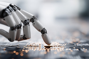 Robotic hand touching chip, a Technology Photo by MistyDay
