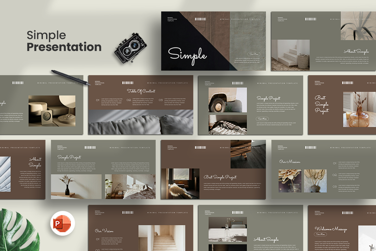 Simple - PowerPoint Template, a Presentation Template by QR Design Studio