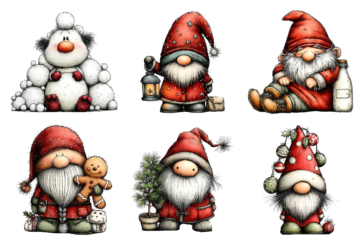 Whimsical Christmas Gnome Clipart, an Illustration by Daily.Designs (Photo 5 of 5)