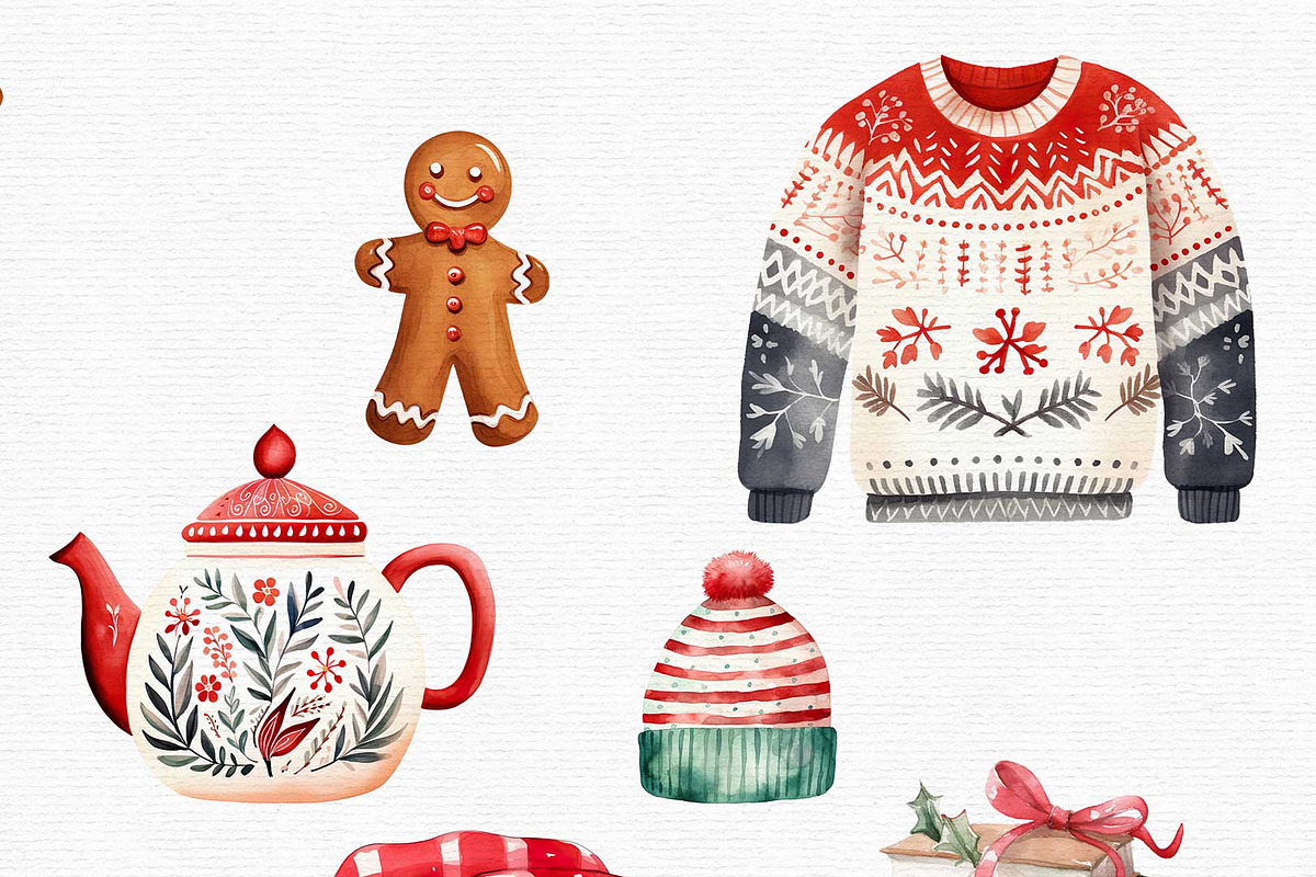 Watercolor Christmas Bear Clipart, an Illustration by Autumn Breeze (Photo 5 of 7)