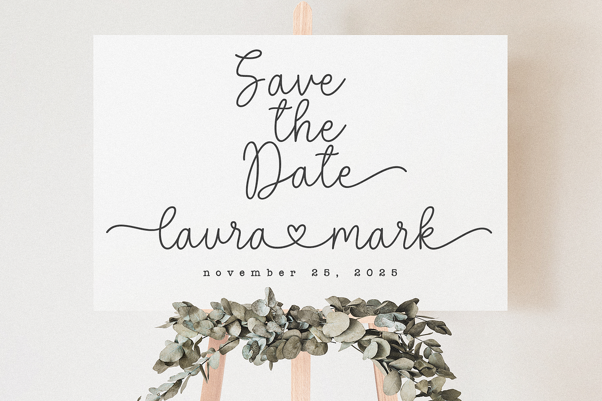 Love Ever | Heart Connector Font, a Script Font by KA Designs (Photo 10 of 11)