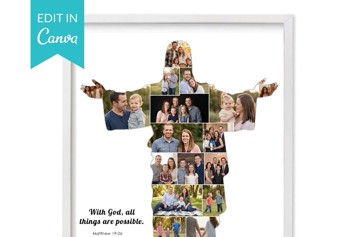 Jesus Shape Photo Collage Template, a Poster Template by AIW SOLUTIONS (Photo 3 of 4)