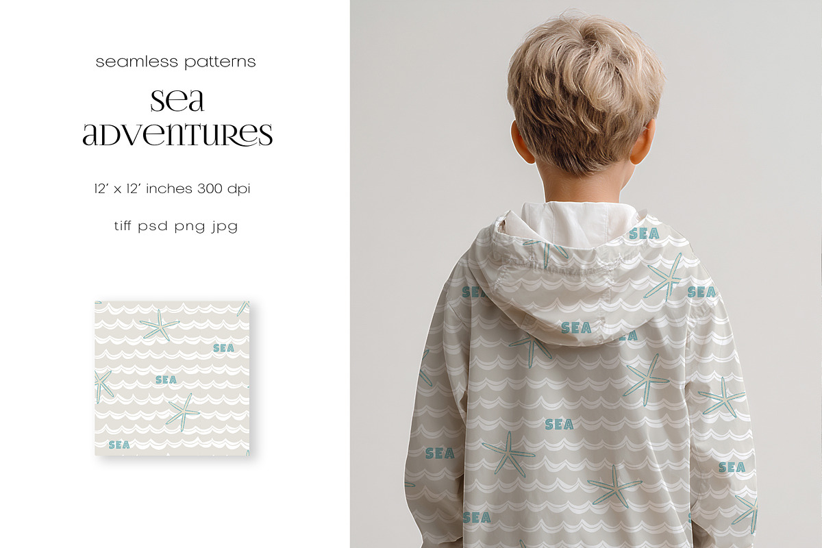 Kids Patterns Sea Adventure, a Pattern Graphic by PROTEA Watercolor Studio (Photo 5 of 11)