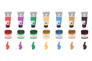 Colorful oil and watercolor paints, an Object Illustration by Vectorbuum