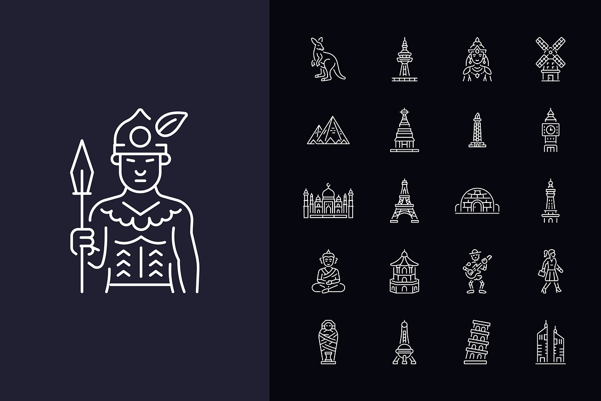 Country Icon Art Set, an Outline Icon by Prosymbols (Photo 6 of 8)
