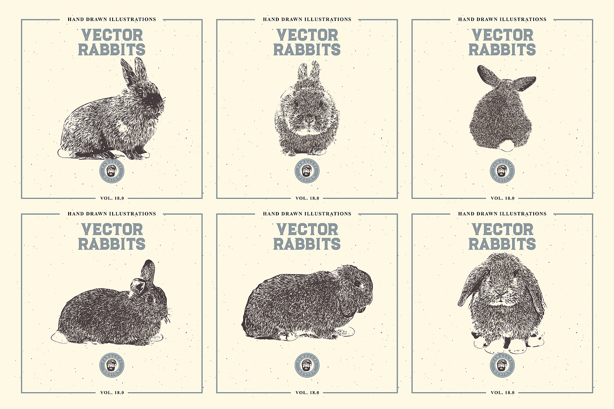 VECTOR RABBITS HAND DRAWN BUNDLE v18, an Animal Illustration by pawellpi (Photo 5 of 7)
