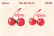 Retro Cherry Illustrations PNG & SVG, an Object Graphic by Marie T (Thumbnail 9 of 12)