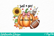Just a Girl Who Loves Fall Png, an Illustration by Watercolor design (Thumbnail 1 of 3)