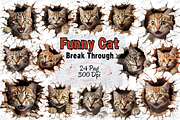 Funny Cat Break Through Png Set, an Animal Illustration by Digital Xpress (Thumbnail 1 of 3)