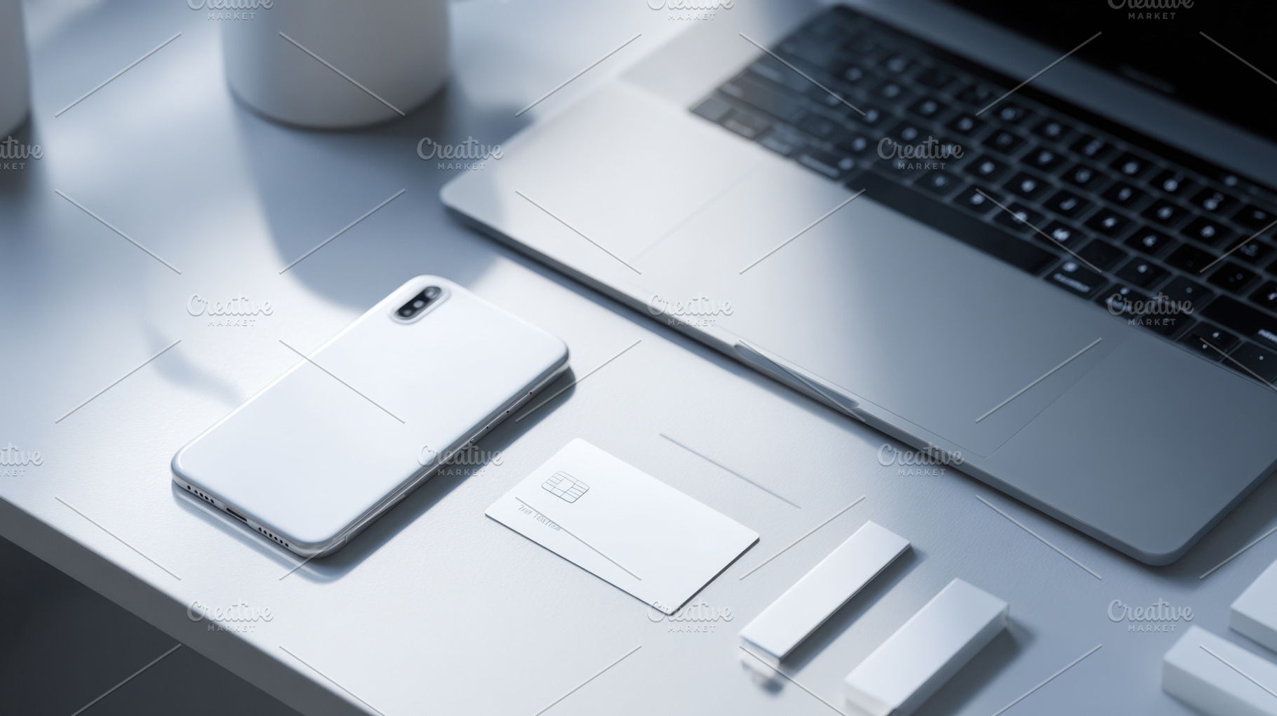Workspace with phone laptop, a Photo by Beautiful things