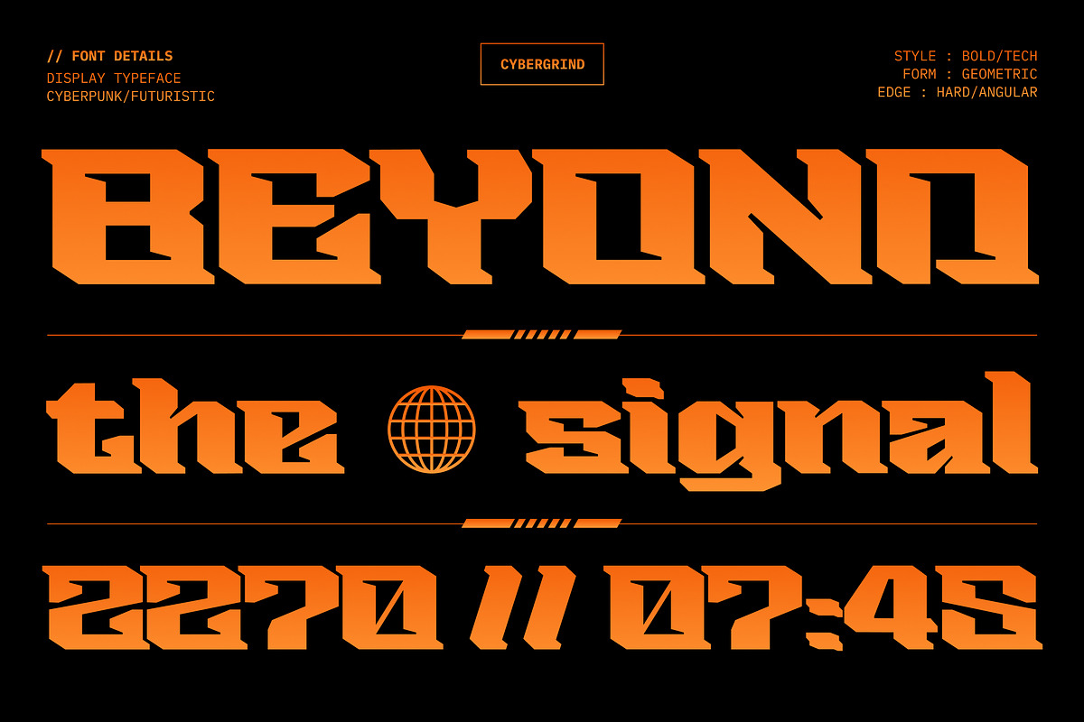 Cybergrind – Cyberpunk Display Font, a Sans Serif Font by Shinra Labs (Photo 6 of 10)