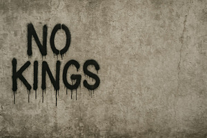 Graffiti text NO KINGS on textured c, a Photo by Dvoevnore photos