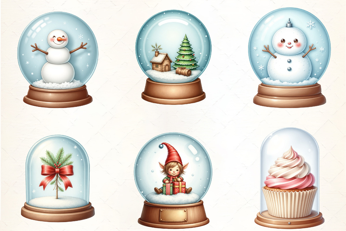 Cute Snow Globe Characters Clipart, an Illustration by CrexoraLab (Photo 5 of 5)