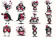 Whimsical Valentine Birds Clipart, an Illustration by OK Design (Thumbnail 3 of 6)