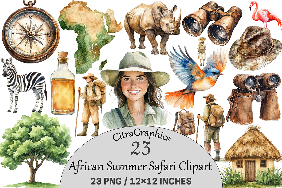 Watercolor African Summer Safari, an Illustration by CitraGraphics (Photo 1 of 5)