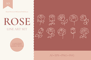 ROSE LINE ART SET