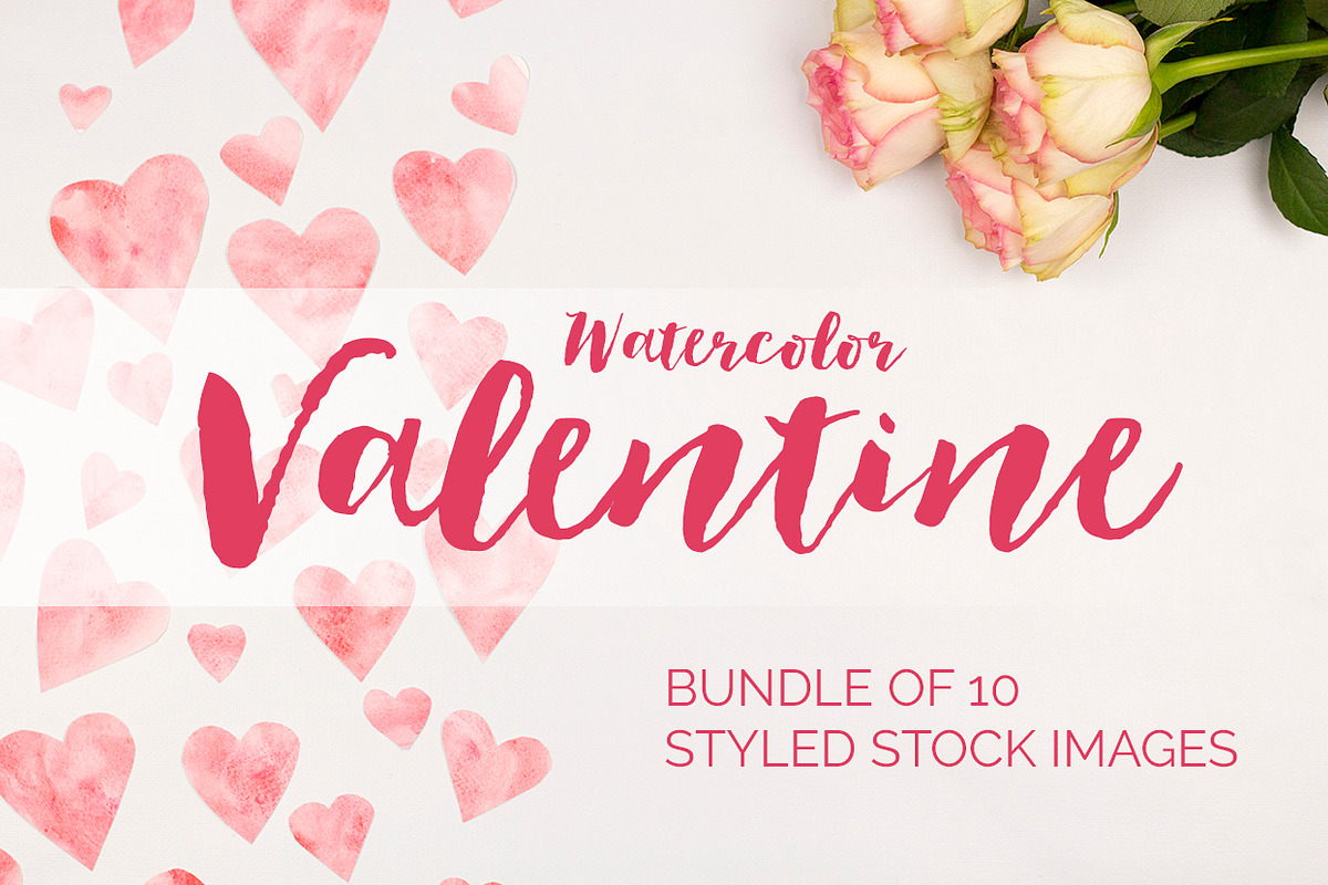 Watercolor Valentine Photo Bundle, a Product Mockup by Kreanille Design (Photo 1 of 3)