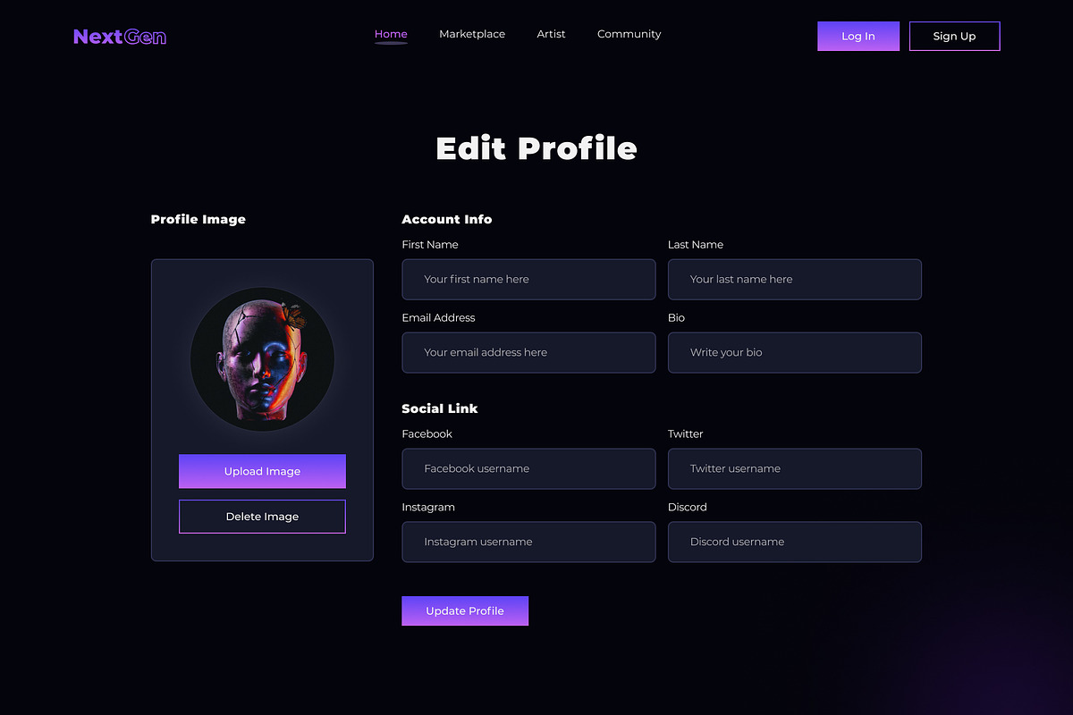 NextGen NFT Market Figma Template, a Websites & App Template by TemplatesJungle (Photo 8 of 24)