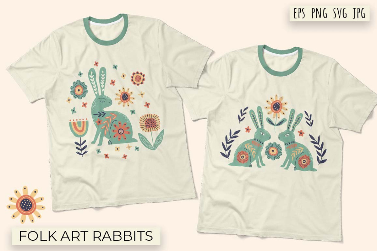 Folk Art Rabbits | 100% hand drawn, an Animal Illustration by Irina Ostapenko (Photo 6 of 7)