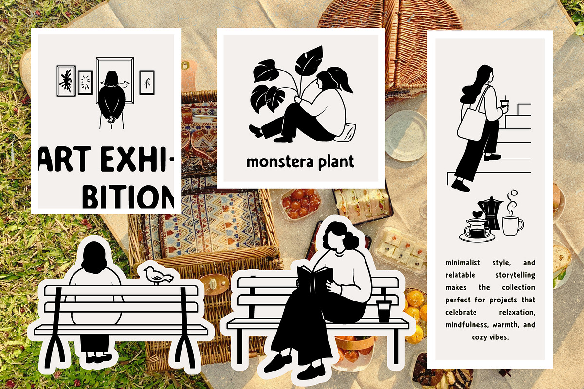 Cozy Lifestyle : Pet, Book, Plant, a Person Illustration by Jiwstudio (Photo 9 of 21)