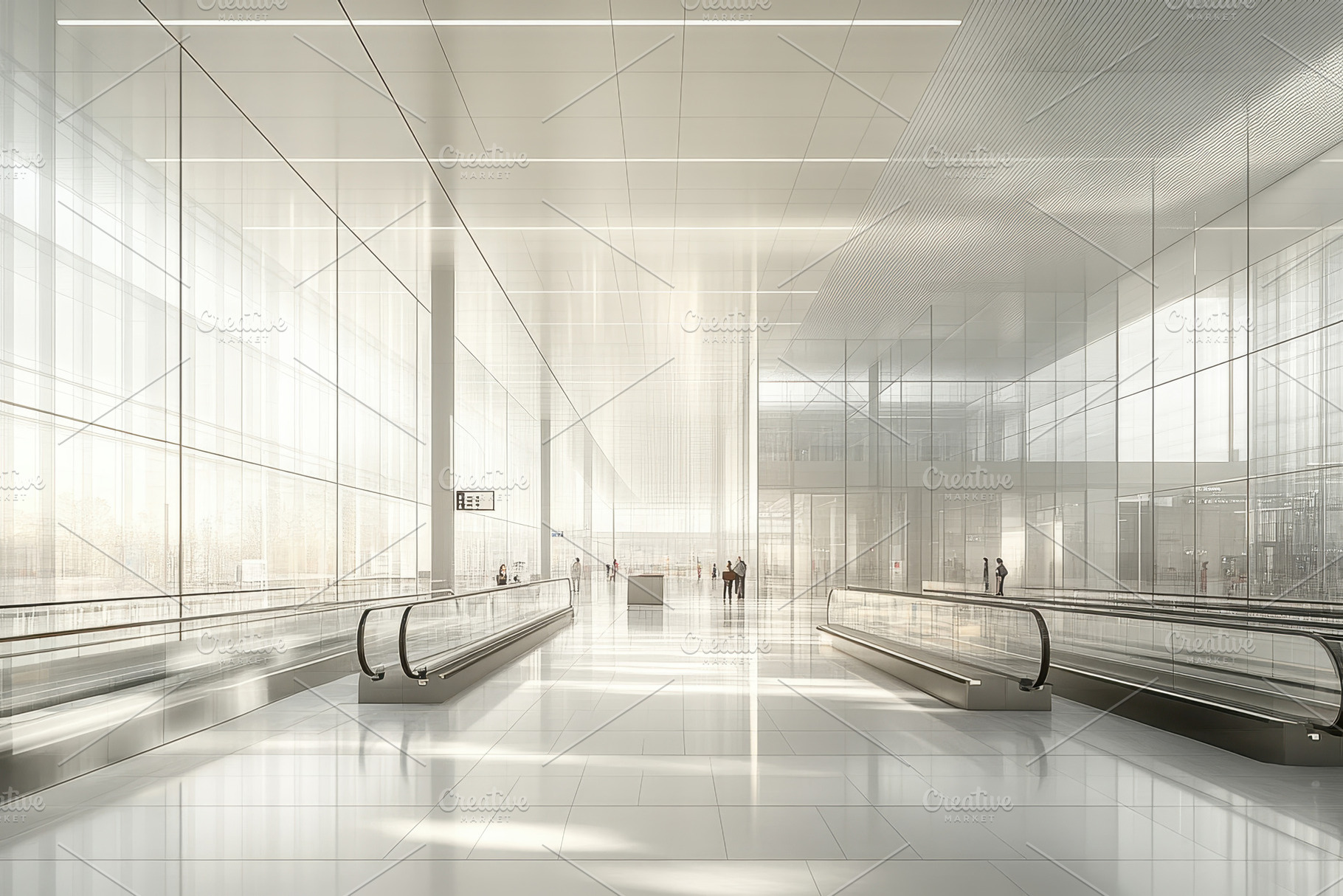 Modern airport terminal architecture, a Photo by Tanuart