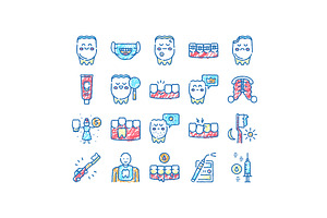 Children Dentist Dental Care Icons, an Object Illustration by pikepicture