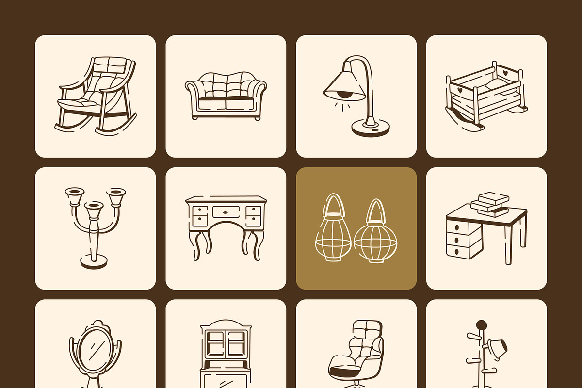 Furniture Doodle Icon Set, an Outline Icon by Vectors Market (Photo 8 of 8)