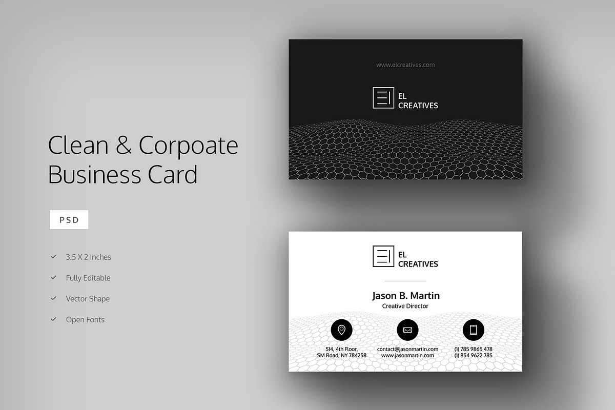 Clean & Corporate Business Card, a Business Card Template by bouncy (Photo 1 of 3)