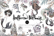 Halloween Gothic Mermaids Sea Bundle, a Seasonal Illustration by KaramfilaS (Thumbnail 1 of 8)