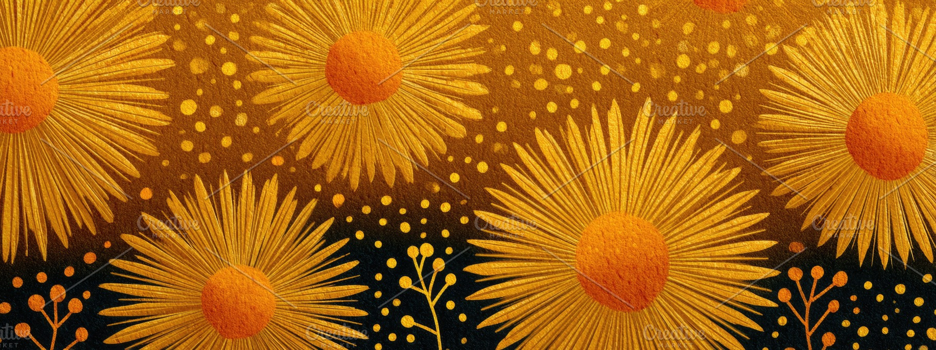 Golden Abstract Floral Sunburst Background Banner, a Nature Photo by José Manuel Gelpi
