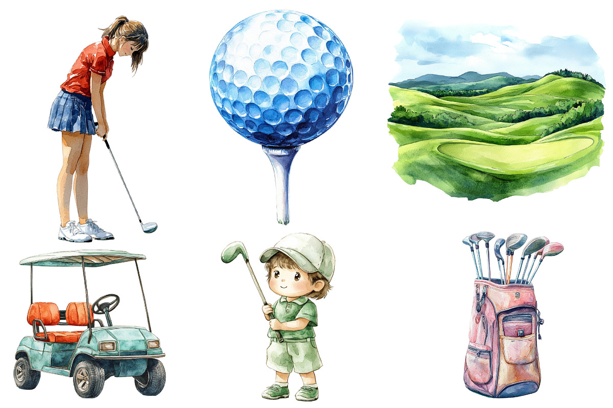 Cute Golf Clipart, an Illustration by Designworld (Photo 3 of 6)