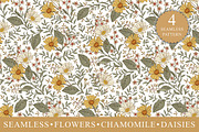 Set Seamless Flowers Chamomile daisy, a Pattern Graphic by Vintage (Thumbnail 1 of 17)
