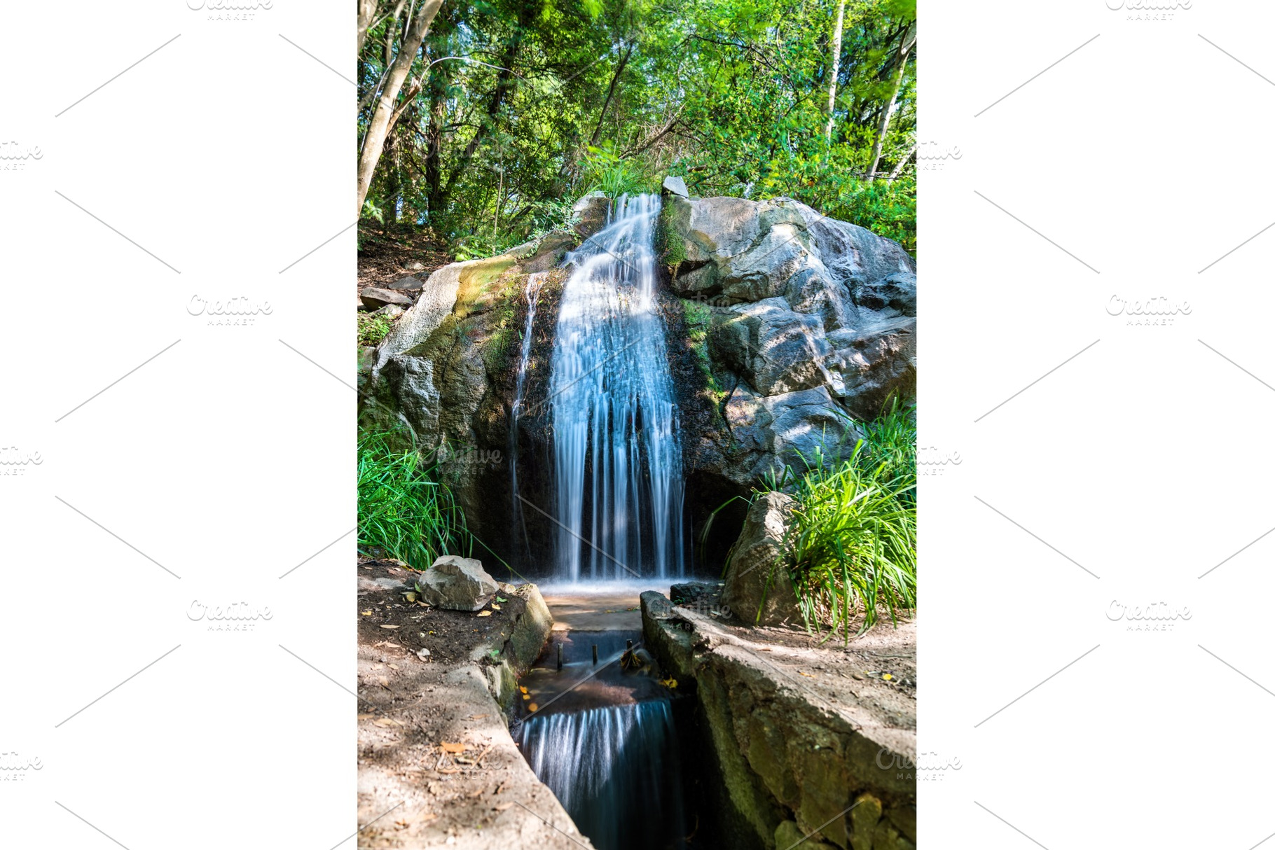 Waterfall in vorontsov park in stock photo containing waterfall and water, a Nature Photo by Leonid Andronov