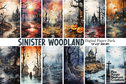 Watercolor Scary Woods | Halloween, a Background Graphic by Fine Purple Elephant (Thumbnail 1 of 3)