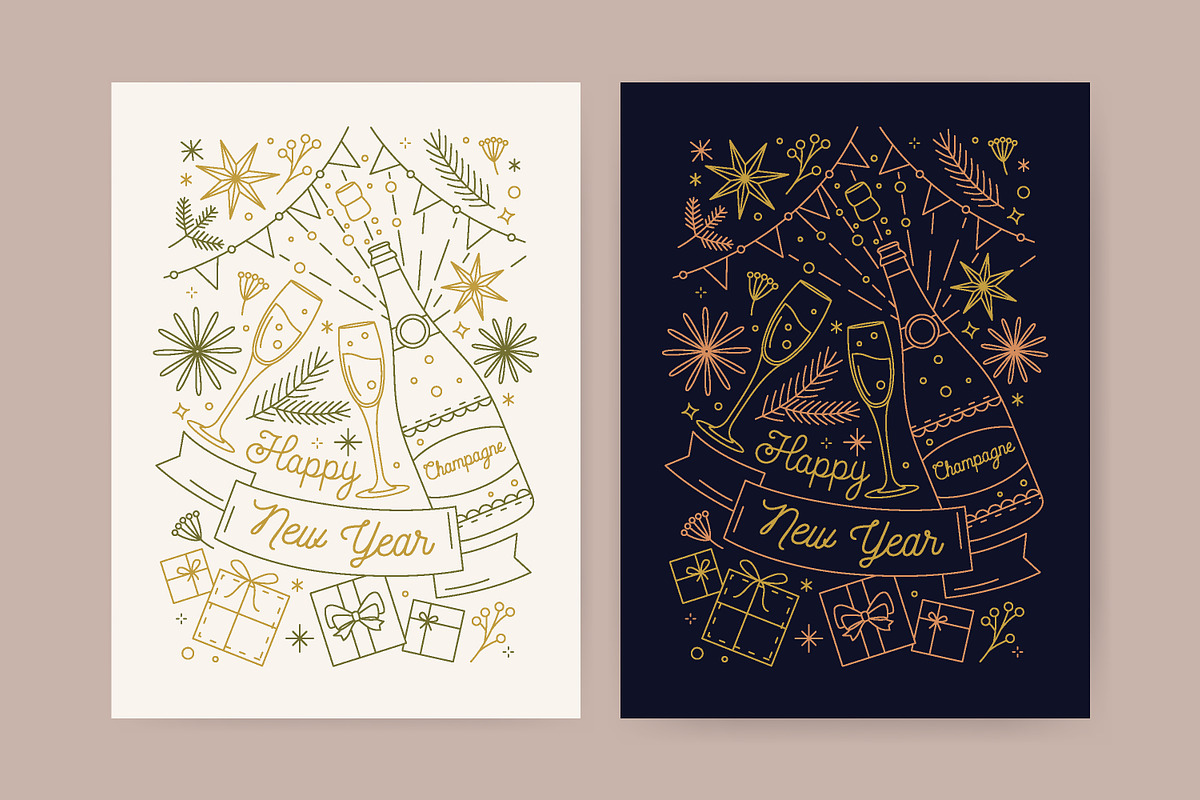 Christmas and New year greeting card, a Card Template by Good Studio (Photo 3 of 9)