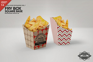 Fry Box Square Base Packaging Mockup