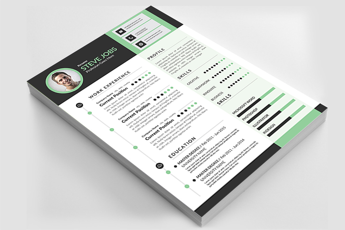 Clean & Bright CV  Resume Template, a Resume Template by graphicforest (Photo 5 of 9)