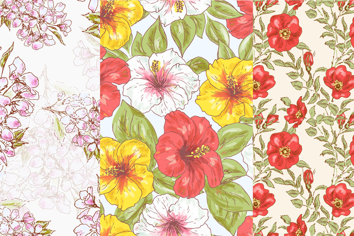 Hand Drawn Floral Vector Patterns, a Pattern Graphic by MeadowFox (Photo 8 of 8)