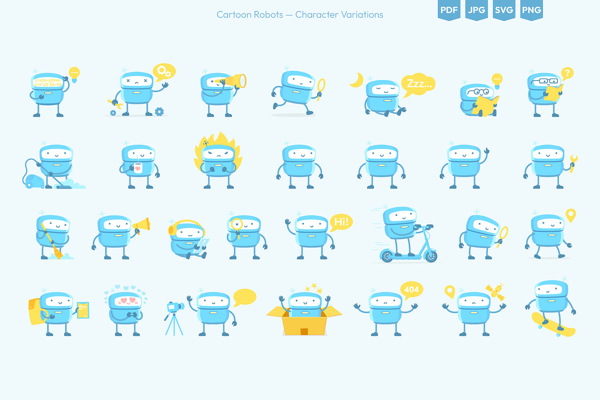 Cartoon Robots Vector Collection, a Technology Illustration by Ilia Design (Photo 4 of 10)