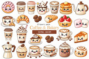 Kawaii Coffee and Bakery Clipart